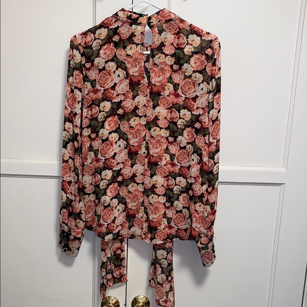 Forever 21 Small Pink and Black Floral Print Blouse - Picture 3 of 13